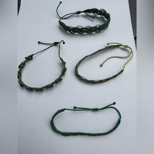 Set of 4 Green Braided Bracelets Perfect for 4 Best Forest and Fairy Friends